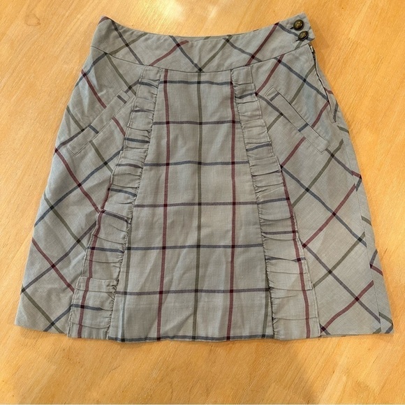 Edme‎ & Esyllte Womens Skirt 2 Anthropologie Gray Plaid Lace Lined Preppy - Picture 2 of 11